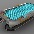 Futuristic Mobile Tech Platform With Blue Grid Surface Control Panel Orange Accents And Wheels 3d model