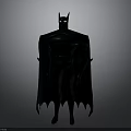 Batman Black Silhouette with Cape and Ears Standing on Gray Gradient Background