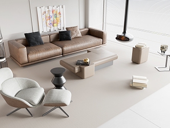 Modern Sofa Coffee Table Combination Sofa 3d model