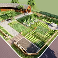 Scenic Garden Landscape With Arranged Plant Beds Cottage Pathway Lawn And Trees