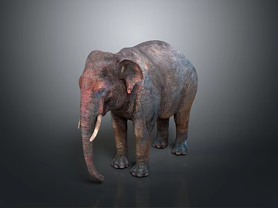 Realistic Detailed Elephant Figure With Textured Skin Standing On Dark Background 3d model