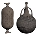 Artistic Handcrafted Ceramic Vessels With Intricate Carved Patterns Slender Body And Round Handles