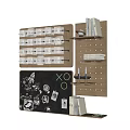 Decorative Wall Hangings with Alphabet Number Cards Chalkboard Wooden Pegboard Shelf Clips Stickers and Books