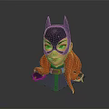 Game Movie Character 3D Model With Purple Bat Helmet Red Hair And Green Eyes