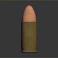 Detailed Close Up View Of Brass Bullet With Copper Tip On Dark Background