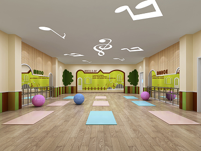 Modern Yoga Room Kindergarten Multi-function Hall Sound and Body Room Activity Room Early Education Center Studio model