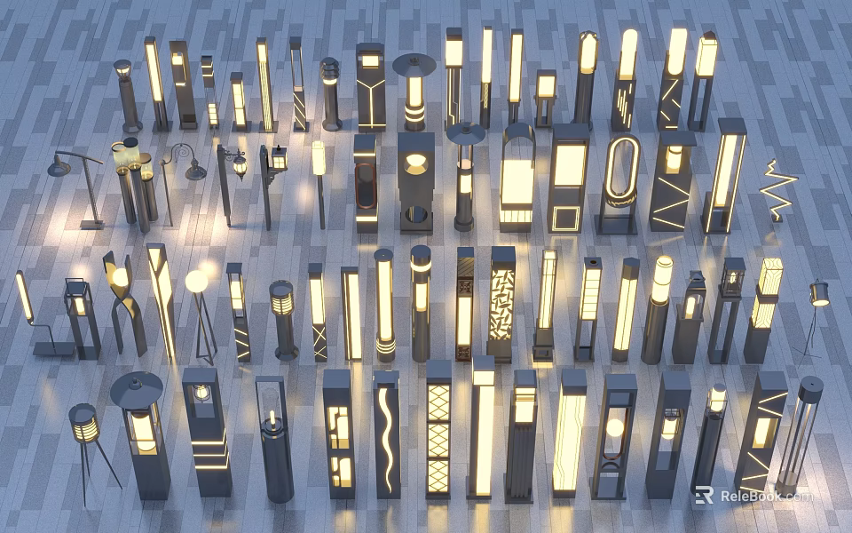 Assorted Outdoor Lights With Diverse Designs And Decorative Features For Outdoor Use 3d model 