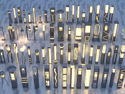 Assorted Outdoor Lights With Diverse Designs And Decorative Features For Outdoor Use 3d model