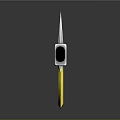 Modern Battle Axe With Black Handle Silver Circular Decorations Yellow Blade Edge And Silver Tip