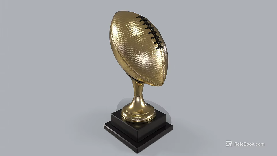 Golden Football Trophy with Shiny Metallic Surface and Black Base for Sports Championship Award 3d model 