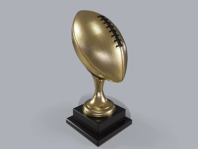 Golden Football Trophy with Shiny Metallic Surface and Black Base for Sports Championship Award 3d model