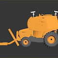 Detailed Orange Bulldozer 3D Model With Reflective Surface And Dark Background