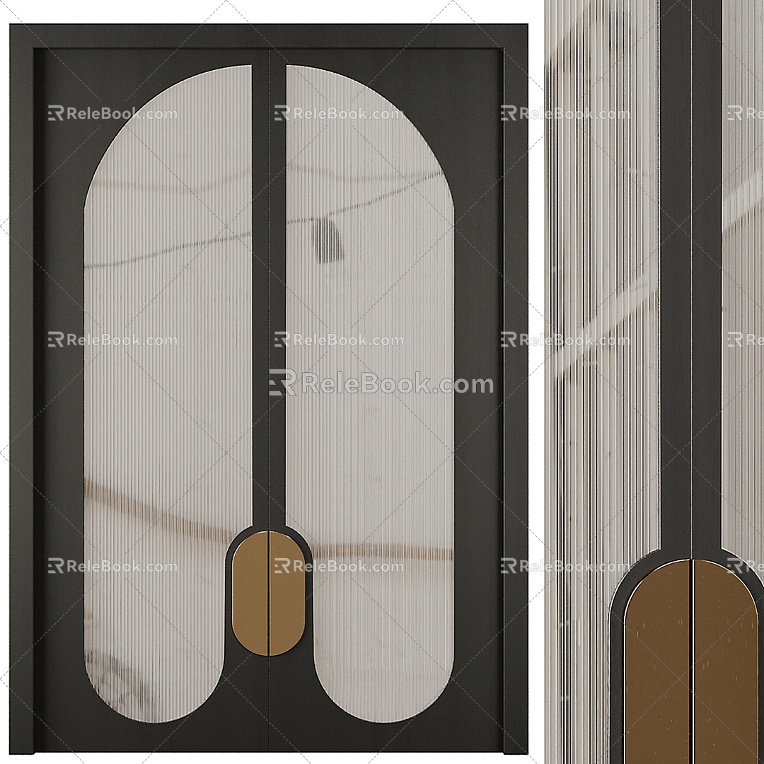 Modern glass double door 3d model