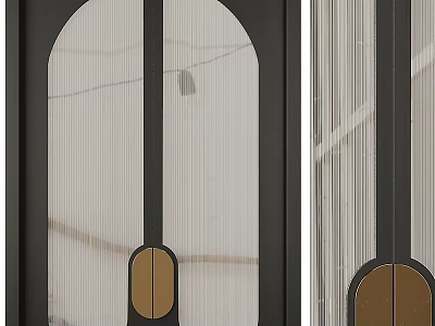 Modern Double Doors Design With Black Frames And Vertical Striped Glass 3d model
