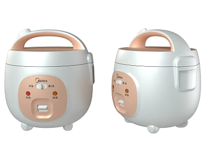 Midea White And Pink Rice Cookers Modern Kitchen Appliances With Control Panels Buttons And Indicators 3d model
