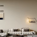 Modern Sofa Set With Gray Cushions Floor Lamp Coffee Table And Decorative Painting