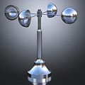 Modern Metallic Sculpture With Silver Spheres Disc Shapes And Sleek Reflective Stand