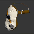 White And Yellow Fire Safety Gas Mask With Protective Goggles And Modern Design