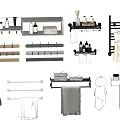 Organized Bathroom Washing Essentials With Towel Racks Storage Shelves And Toiletries