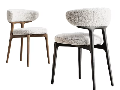 Modern Dining Chairs With Plush Seats And Wooden Legs In Two Tone Design 3d model