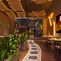 Cozy Night Seafood Barbecue Restaurant With Warm String Lights And Comfortable Outdoor Dining Spaces