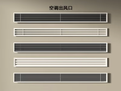 Different Styles of Air Conditioner Air Vents with Grille Design for Home Office Use 3d model
