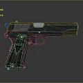 Metal Pistol With Diamond Patterned Grip Polished Barrel And Classic Design Details