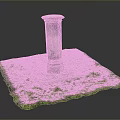 Vintage Stone Pillar Outdoor Scene With Green Grass And Square Base