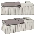 Comfortable Massage Bed With Gray Bed Sheet And White Skirt Design 3d model