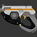 Futuristic Gun Featuring Metallic Finish Yellow Stripe And Illuminated Scope Design