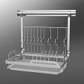 Stainless Steel Kitchen Storage Rack With Hanging Hooks And Tray 3d model