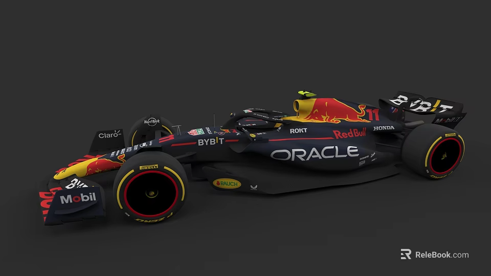 Red Bull Oracle Bybit Sponsored Formula 1 Racing Car With Black Red Body 3d model 