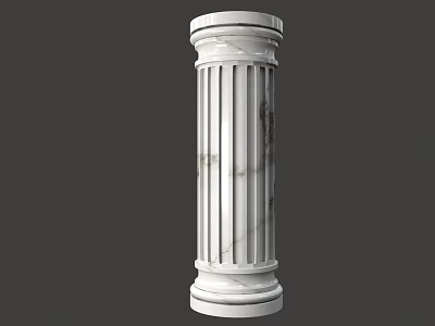 White Marble Fluted Column With Decorative Base And Capital Design 3d model