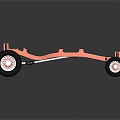 Orange Car Chassis With Black Wheels And Detailed Mechanical Structure