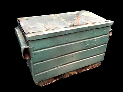 Vintage Green Metal Storage Box Equipment With Rustic Surface And Durable Structure 3d model