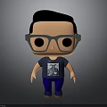 Animated Cartoon Character With Gray Glasses Printed T-shirt And Blue Pants
