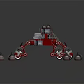 Red Military Multi Legged Robot Vehicle With Detachable Drone Units And Mechanical Structure