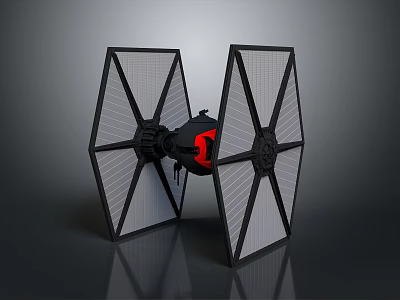TIE Starfighter Spacecraft Model With Double Hexagonal Wings And Central Cockpit 3d model