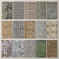 Various Decorative Wall Texture Samples With Stone Brick And Wood Patterns 3d model