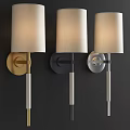 Modern Gold Metal Wall Lamp With White Fabric Shade And Elegant Design Details