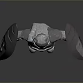 3D Silver Robot Character With Mechanical Armor Shield Arms And Metallic Body