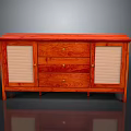 Classic Solid Wood Cabinet With Three Drawers And Woven Side Panels