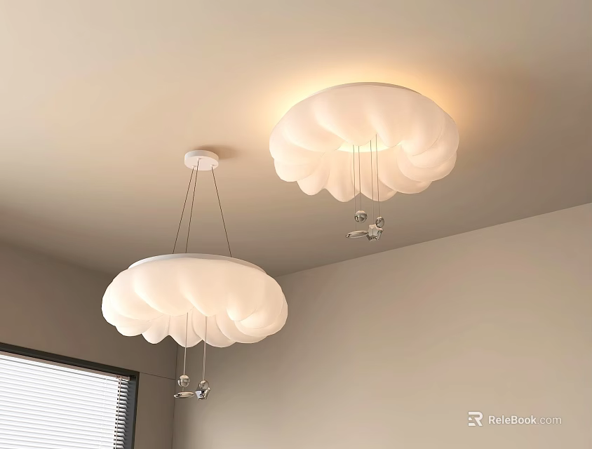 Modern Minimalist White Flower Petal Shaped Lighting Fixture Combination For Indoor Living Space 3d model 