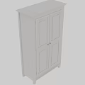White Double Door Wardrobe With Simple Panel Design And Solid Base Structure 3d model