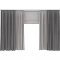 Modern Dark And Light Gray Curtains With Roman Shade For Window Interior