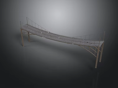 Modern Bridge Structure Design With Metal Railings Slender Frame And Supporting Beams 3d model