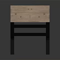 Modern Dressing Table With Wooden Top Two Drawers And X Shaped Black Metal Legs