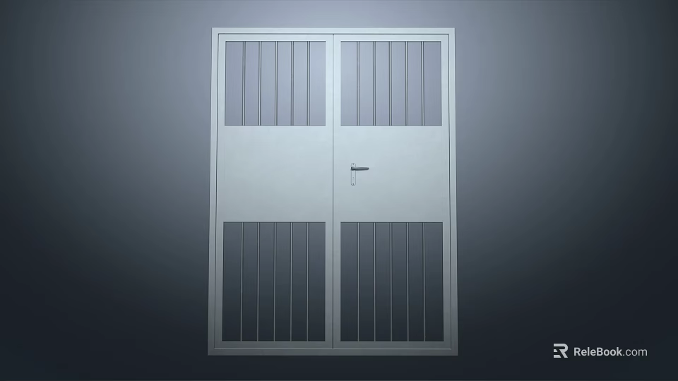 Sleek Modern Double Doors For Home Entrance With Glass Panels And White Frame 3d model 
