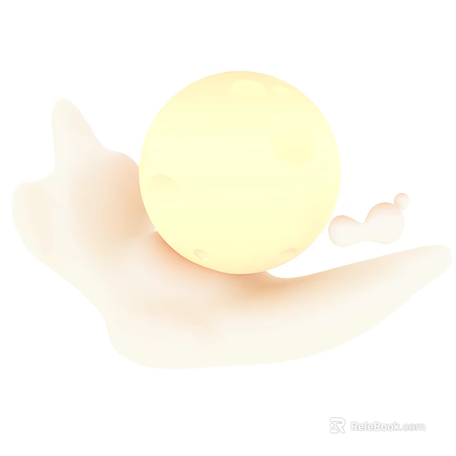 Cartoon Style Yellow Moon With Soft White Cloud Shape On White Background 3d model 