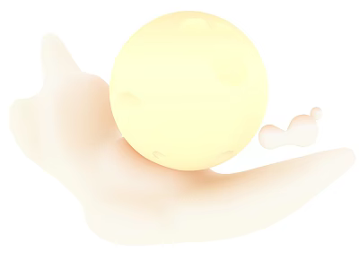 Cartoon Style Yellow Moon With Soft White Cloud Shape On White Background 3d model